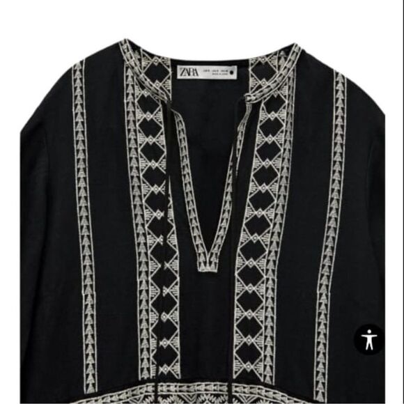 Zara black embroidered midi dress - Picture 8 of 9